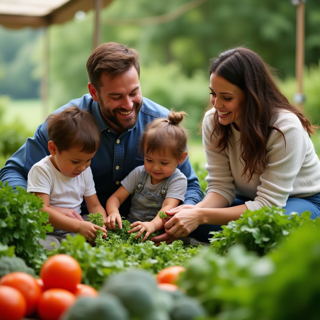 The Thompson family on their weekly farm visit